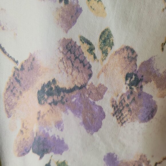 Free People Cream Lavender Floral Bohemian Flare Jeans Size 28 Phoebe Buffay - Picture 4 of 14